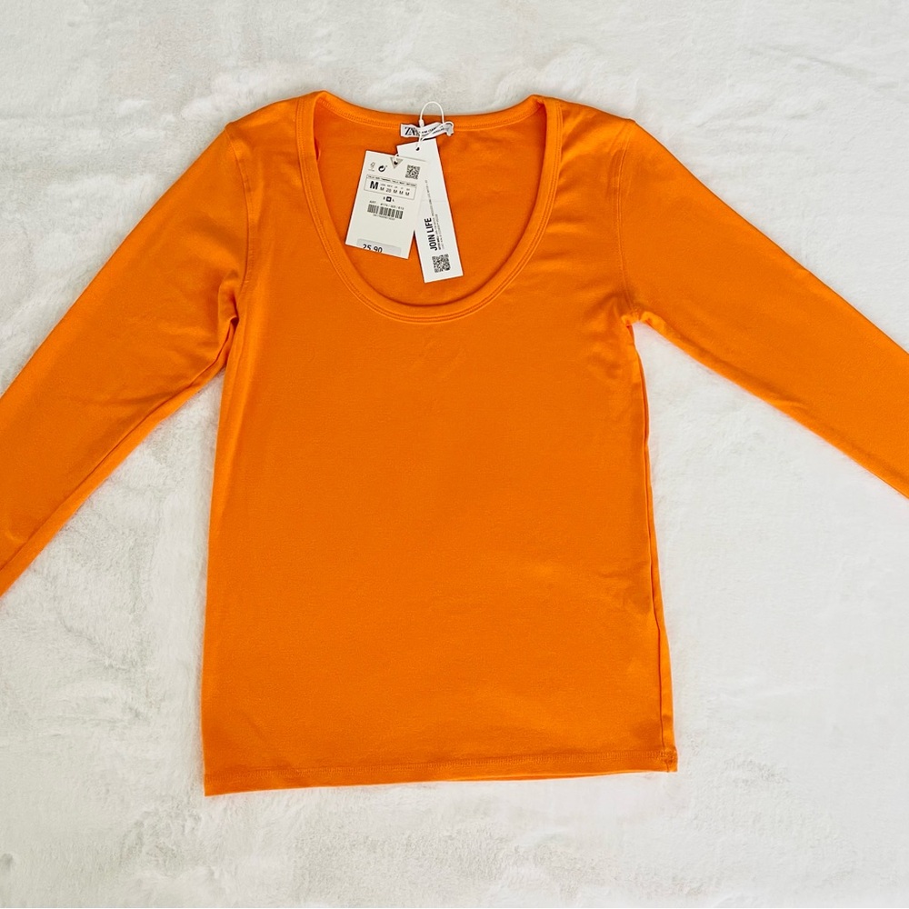 Zara Orange long sleeve shirt